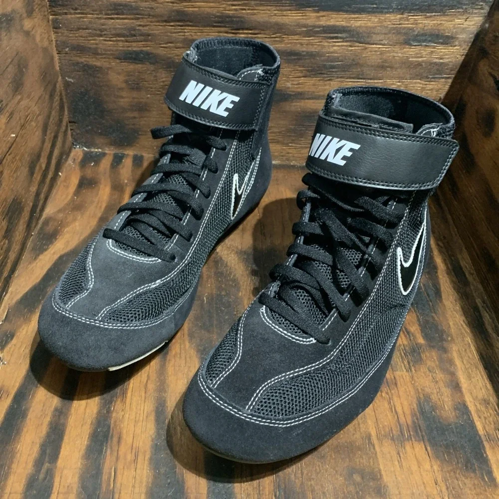 Nike SideSweep VII Wrestling Black White Sneakers 366683-001 Mens Size 10